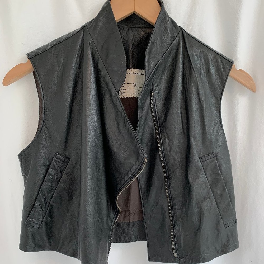 vintage Gary Graham asymmetric leather vest sz 2